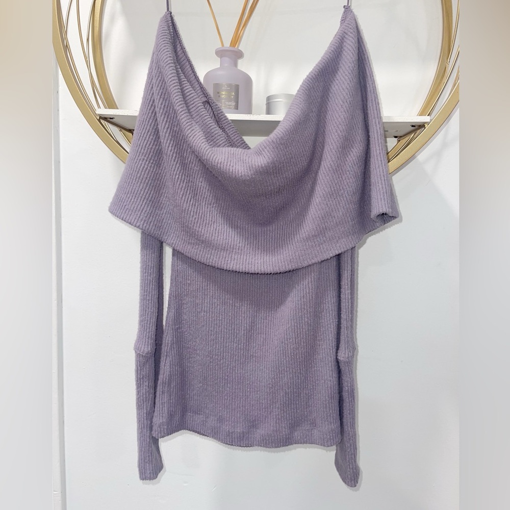 We The Free Purple Off the Shoulder Long Sleeve